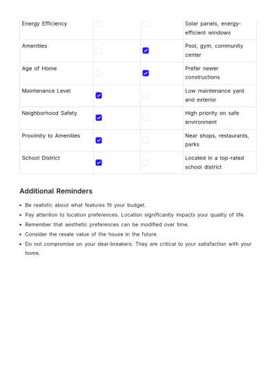 Free House Hunting Wish List Template to Edit Online