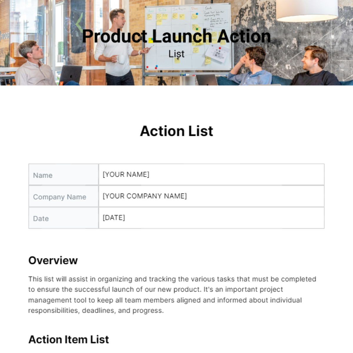Action List Template