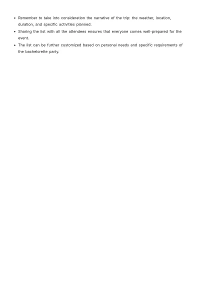 Free Bachelorette Packing List Template to Edit Online
