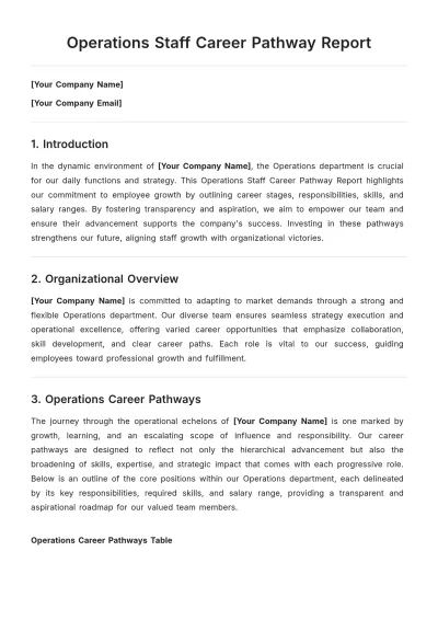 Free Operations Staff Career Pathway Report Template to Edit Online