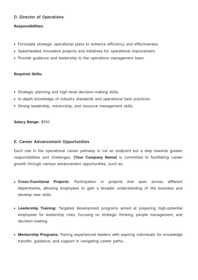 Free Operations Staff Career Pathway Report Template to Edit Online