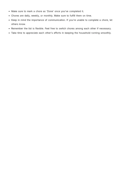 Free Household Chore List For Adults Template to Edit Online
