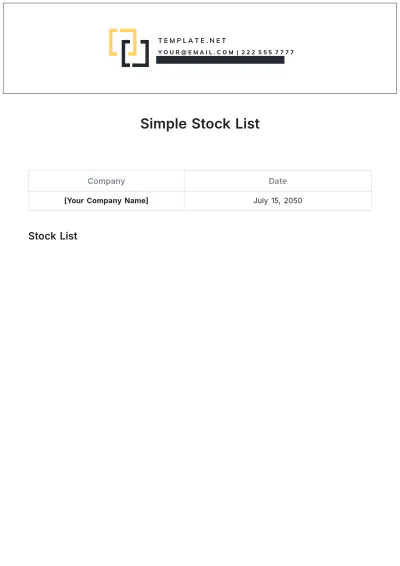 Free Simple Stock List Template to Edit Online