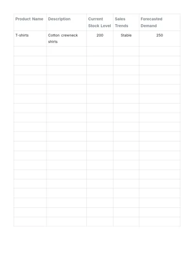 Free Simple Stock List Template to Edit Online