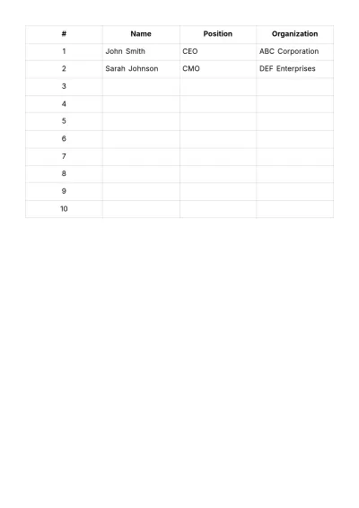 Free Marketing Event Guest List Template to Edit Online