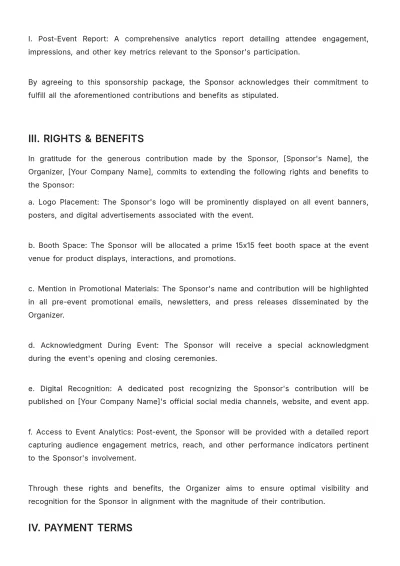 Free Marketing Event Sponsorship Contract Template to Edit Online