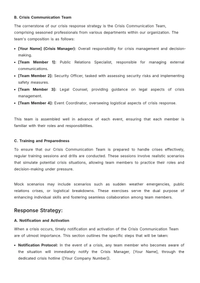 Free Marketing Event Crisis Management Plan Template to Edit Online
