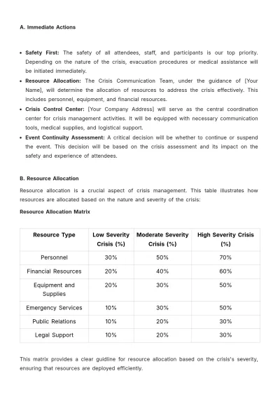 Free Marketing Event Crisis Management Plan Template to Edit Online