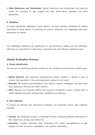 Free Marketing Event Vendor Evaluation Report Template to Edit Online