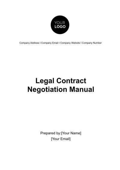 Free Legal Contract Negotiation Manual Template to Edit Online