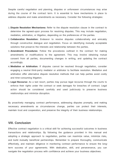 Free Legal Contract Negotiation Manual Template to Edit Online