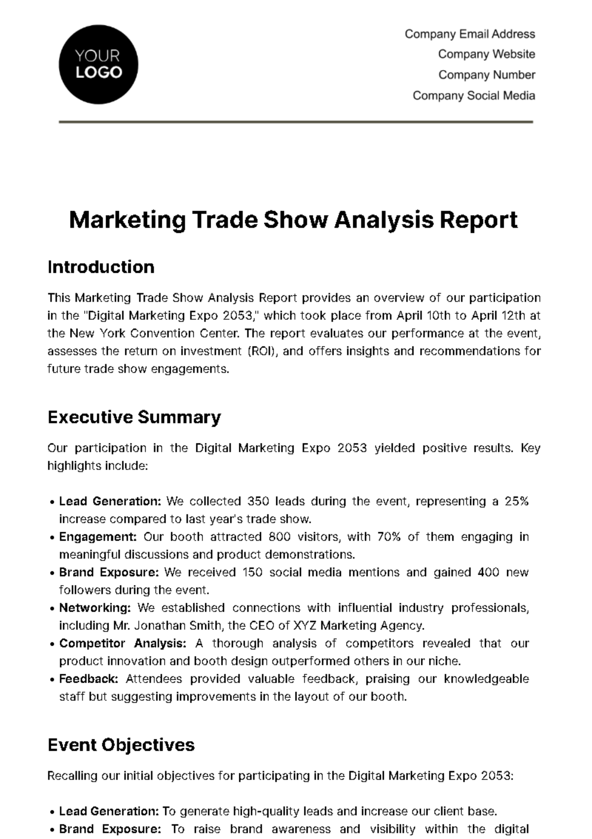 Free Marketing Trade Show Analysis Report Template