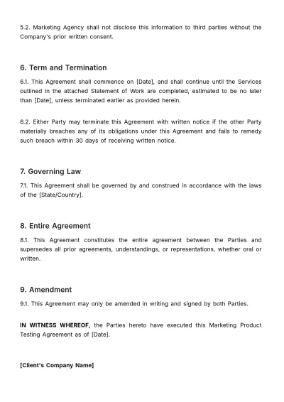 Free Marketing Product Testing Agreement Template to Edit Online