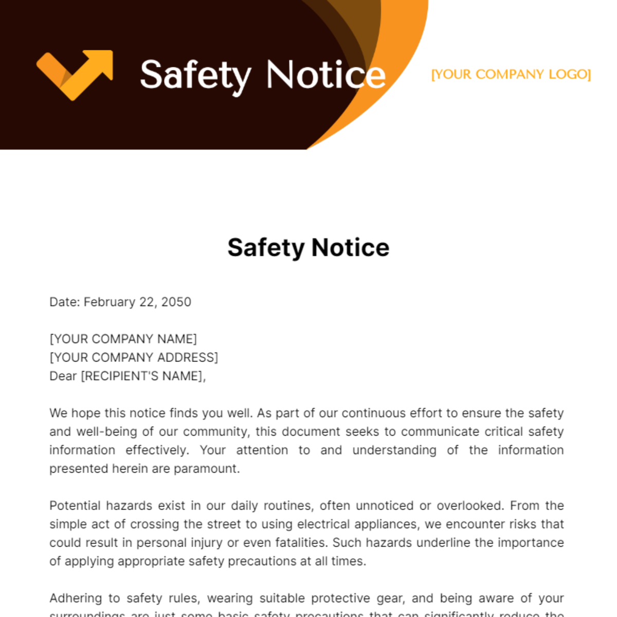 Safety Notice Template
