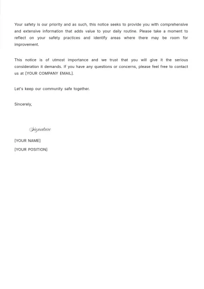 Free Safety Notice Template to Edit Online