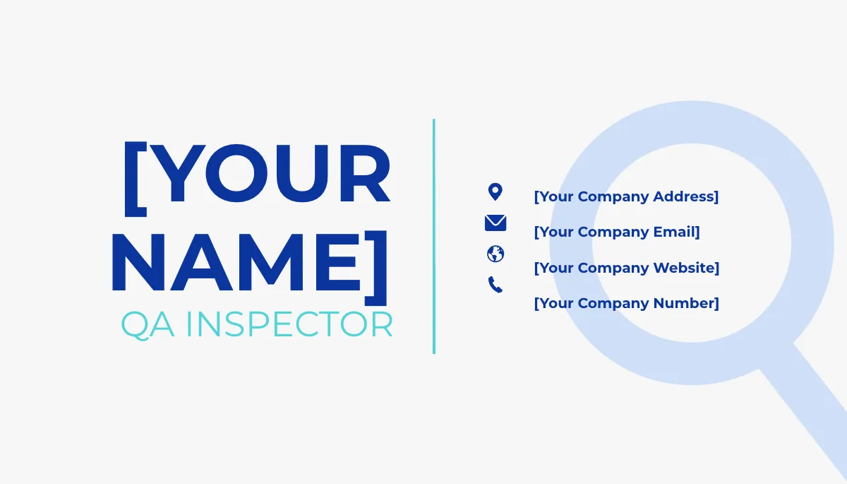 Free Quality Assurance Inspector Business Card Template to Edit Online