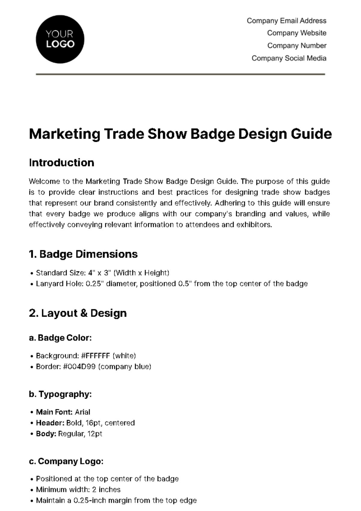 Marketing Trade Show Badge Design Guide Template