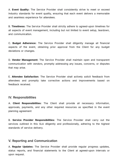 Free Marketing SLA for Event Service Providers Template to Edit Online