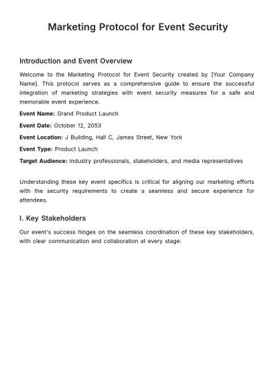 Free Marketing Protocol for Event Security Template to Edit Online