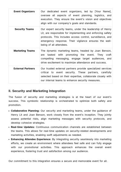 Free Marketing Protocol for Event Security Template to Edit Online