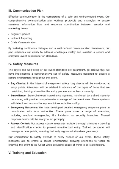 Free Marketing Protocol for Event Security Template to Edit Online