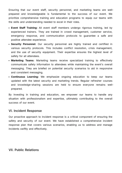 Free Marketing Protocol for Event Security Template to Edit Online