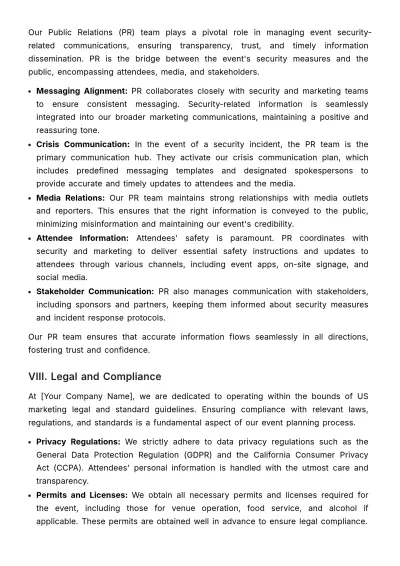 Free Marketing Protocol for Event Security Template to Edit Online