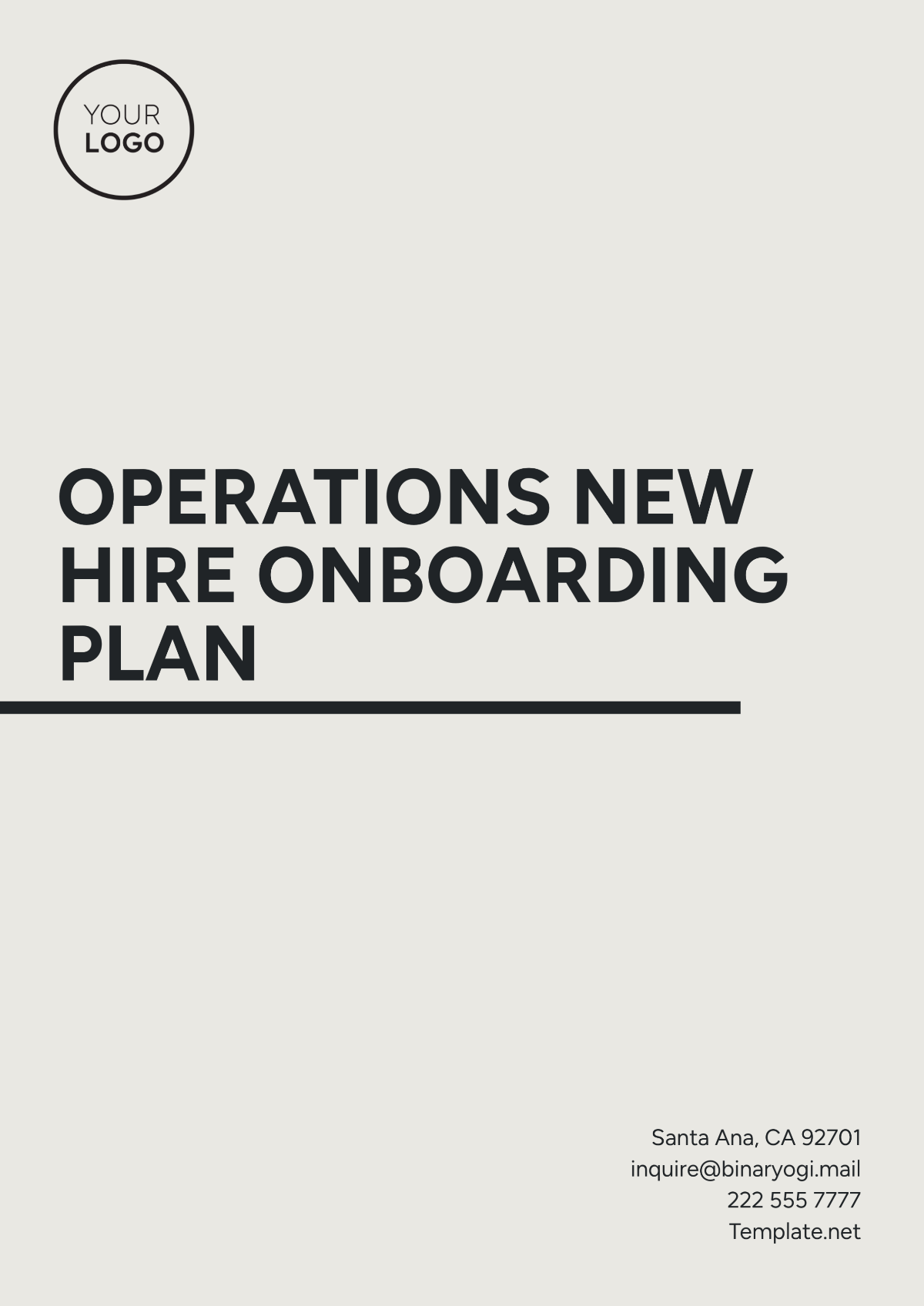 Operations New Hire Onboarding Plan Template - Edit Online & Download