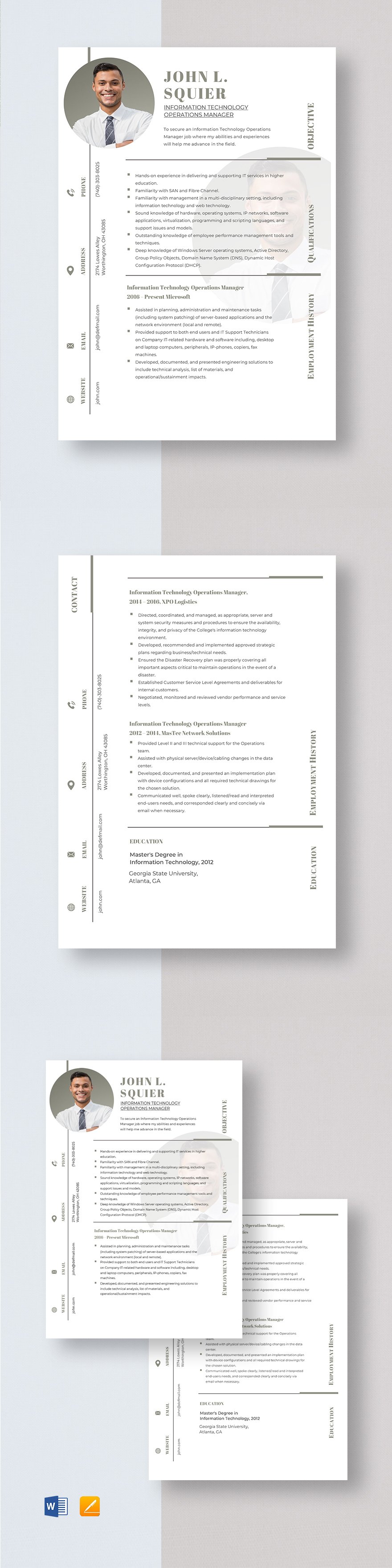 Information Technology Coordinator Resume Template - Word, Apple Pages ...