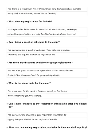 Free Marketing Event FAQ Document Template to Edit Online