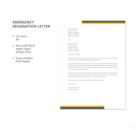 Emergency Resignation Letter