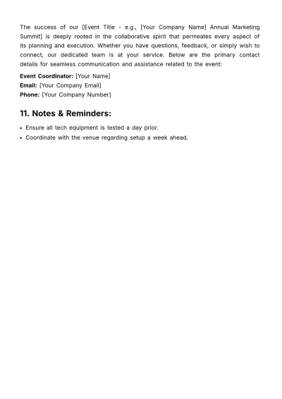 Free Marketing Event Planning Document Template to Edit Online