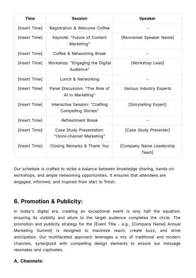 Free Marketing Event Planning Document Template to Edit Online