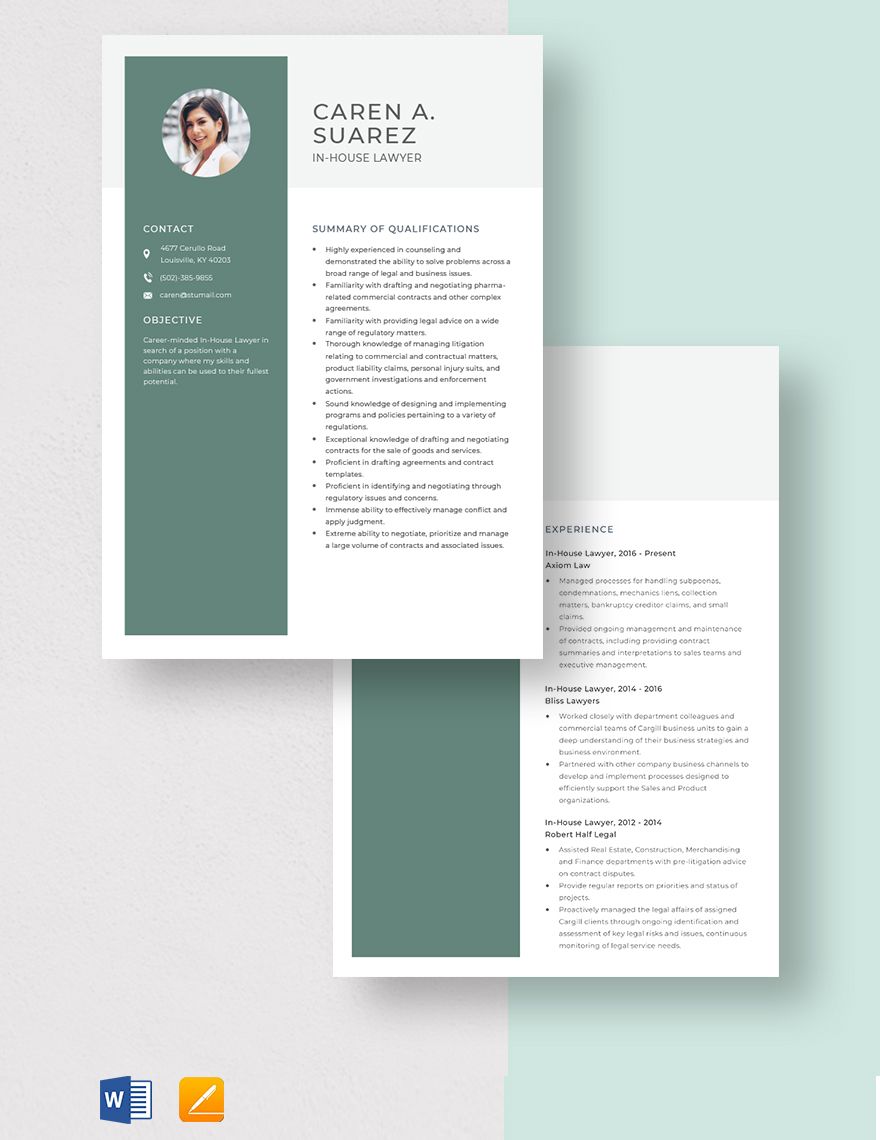 In-House Lawyer Resume