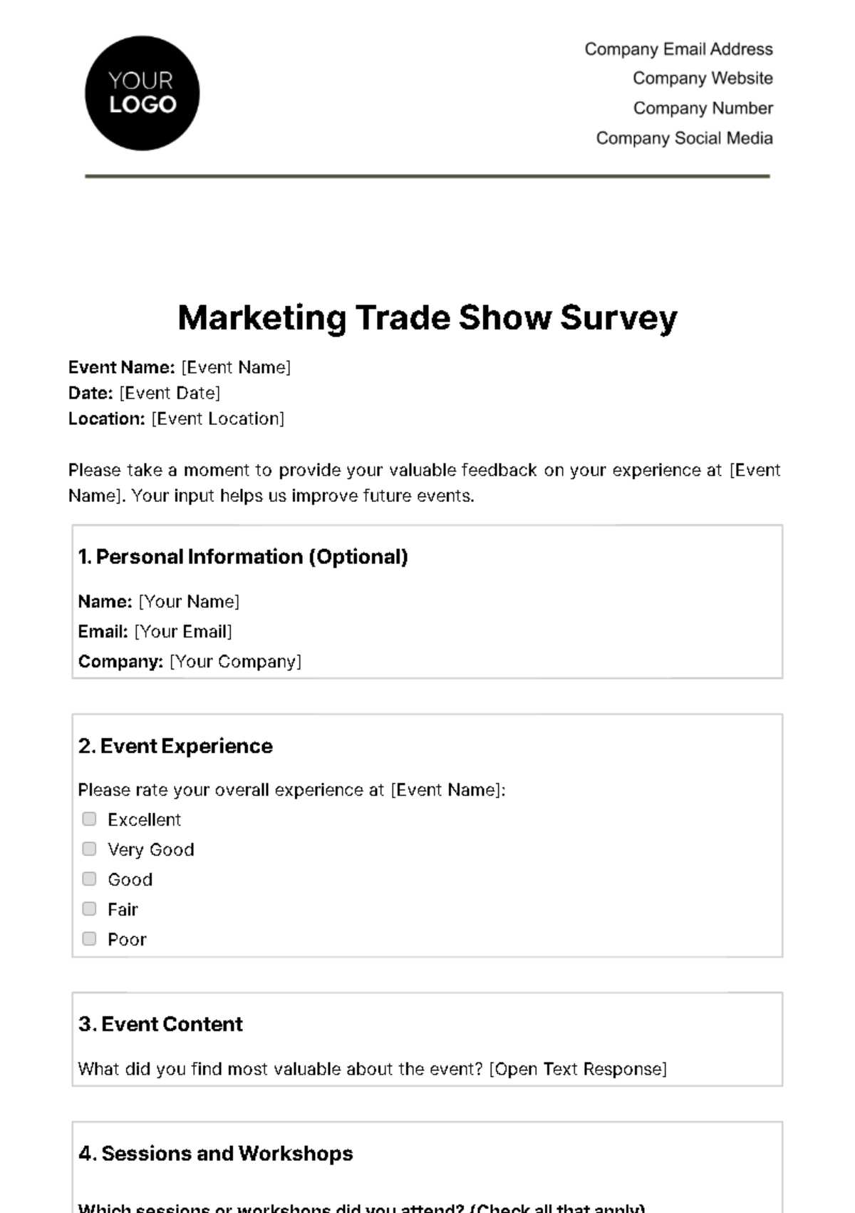 Free Marketing Trade Show Survey Template