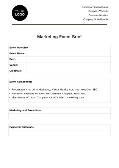Free Marketing Event Brief Template to Edit Online