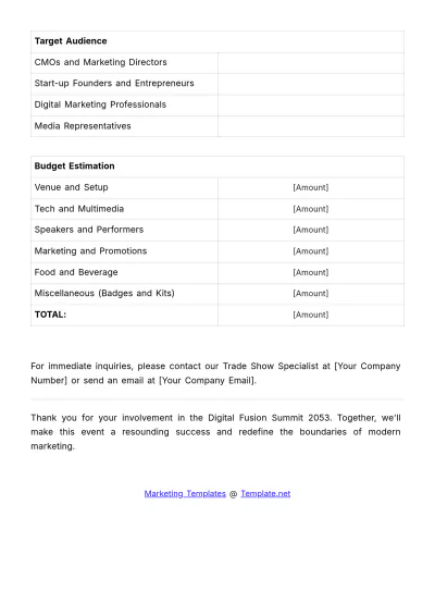 Free Marketing Event Brief Template to Edit Online