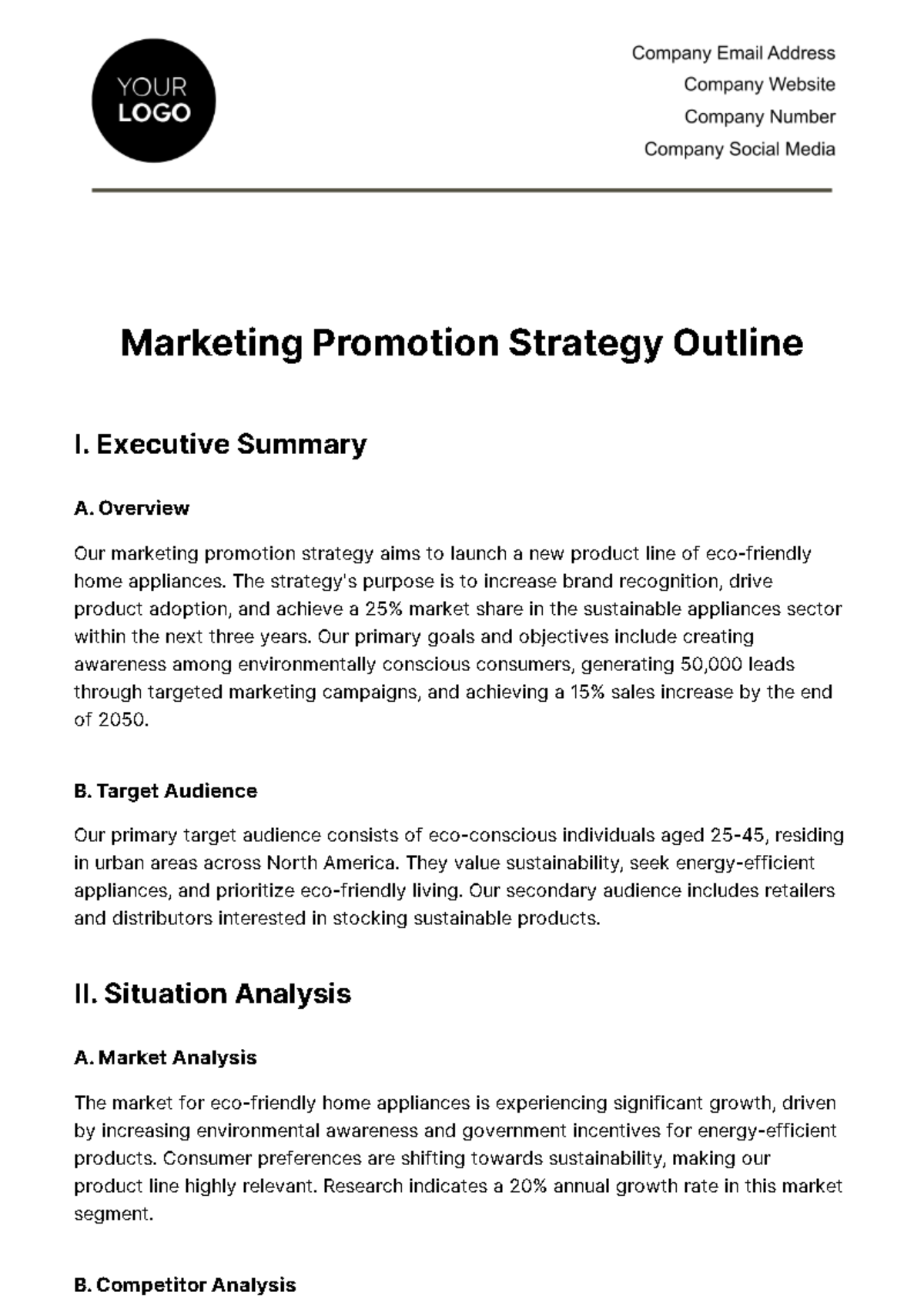 Free Marketing Promotion Strategy Outline Template
