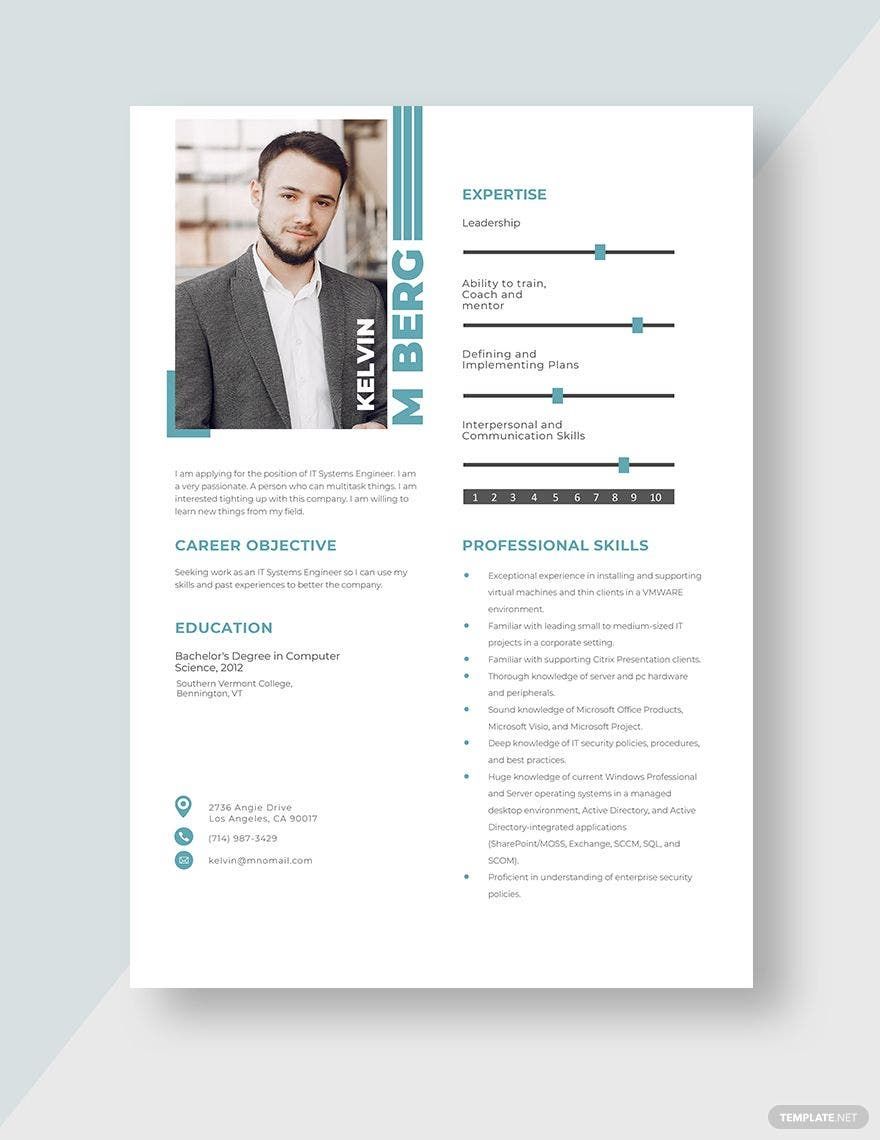 IT Systems Engineer Resume
