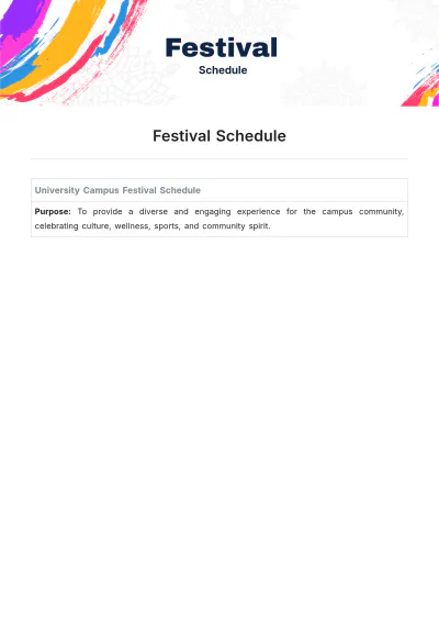 Free Festival Schedule Template to Edit Online