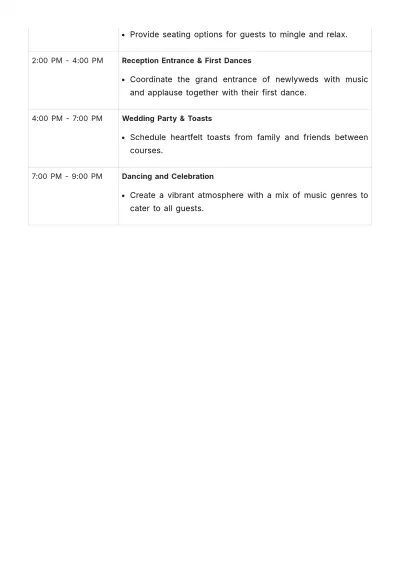 Free Wedding Day Time Schedule Template to Edit Online