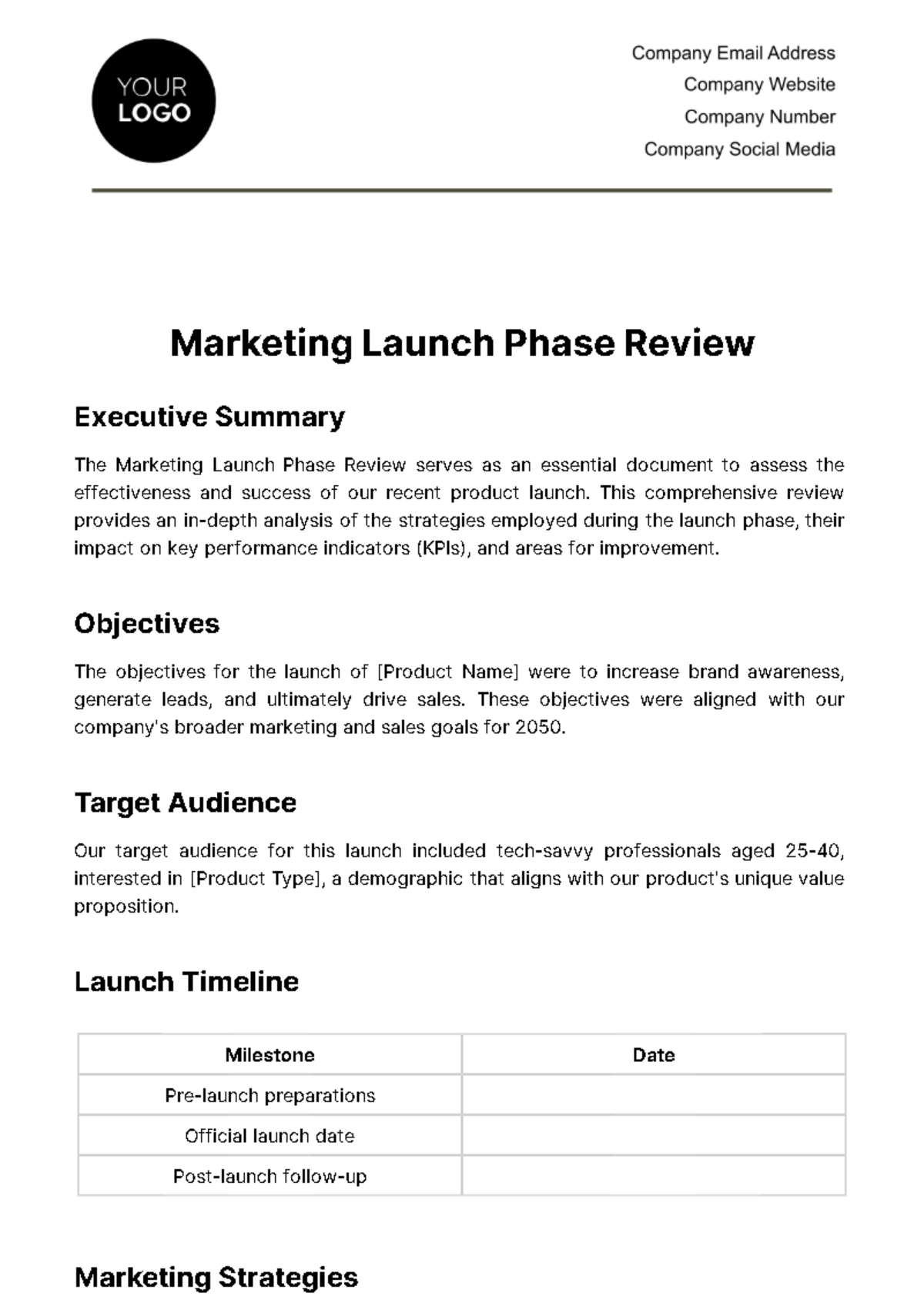 Free Marketing Launch Phase Review Template
