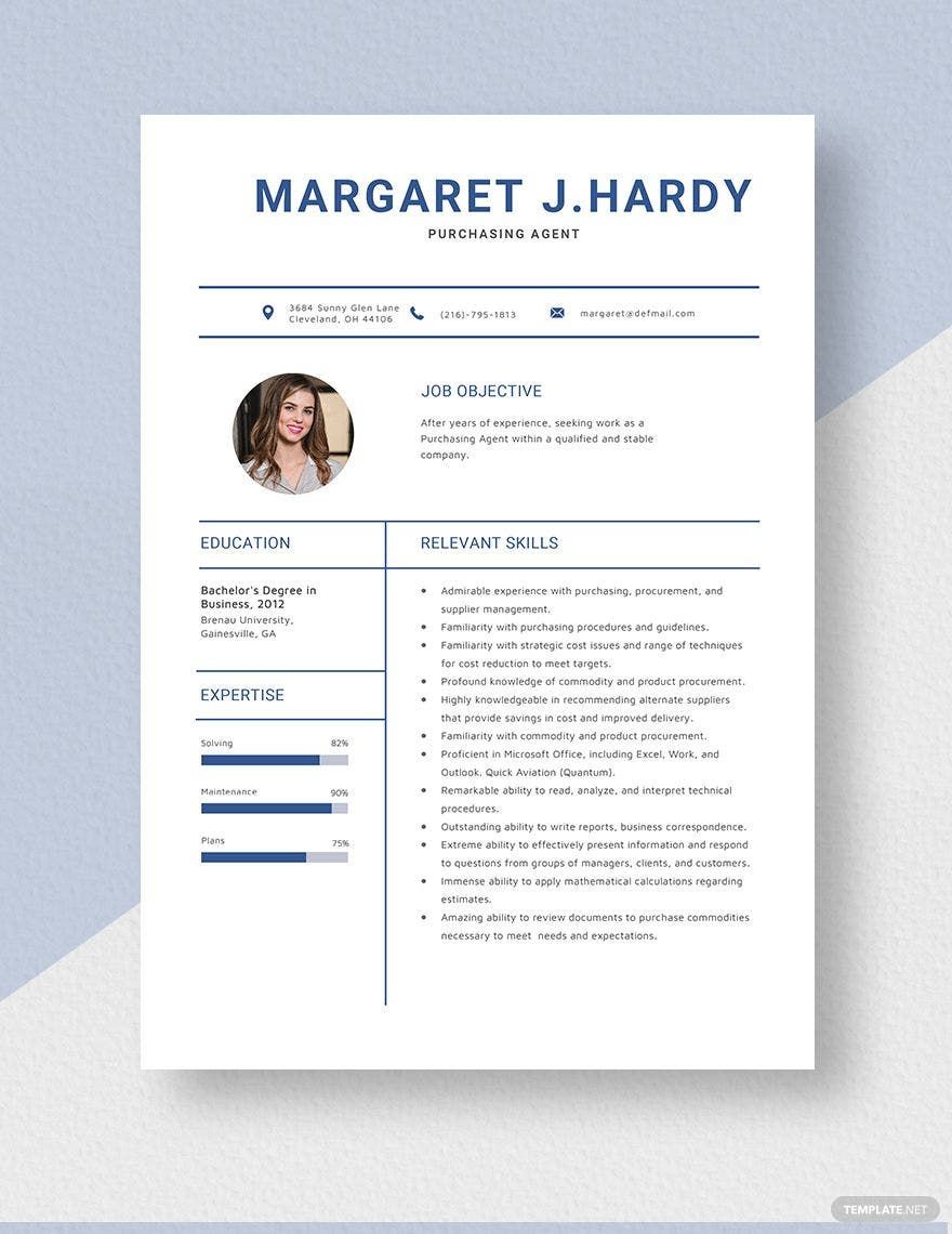 Purchasing Agent Resume in Word, Apple Pages