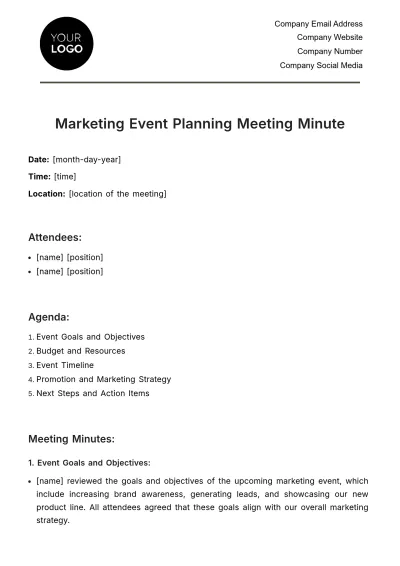 Free Marketing Event Planning Meeting Minute Template to Edit Online
