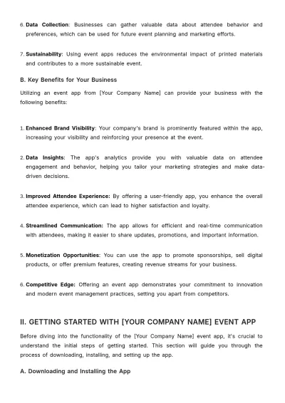 Free Marketing User Guide for Event Apps Template to Edit Online