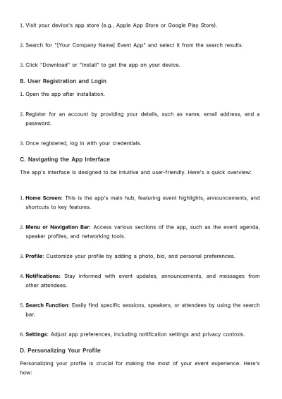 Free Marketing User Guide for Event Apps Template to Edit Online