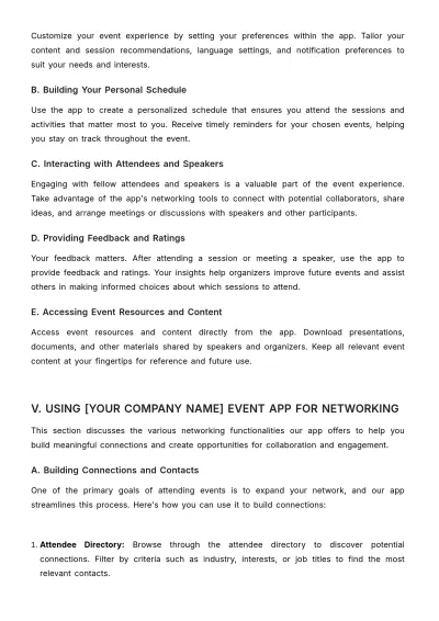 Free Marketing User Guide for Event Apps Template to Edit Online