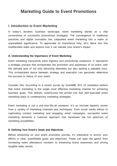 Free Marketing Guide to Event Promotions Template to Edit Online