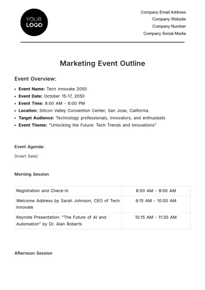 Free Marketing Event Outline Template to Edit Online
