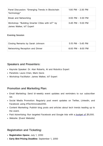 Free Marketing Event Outline Template to Edit Online